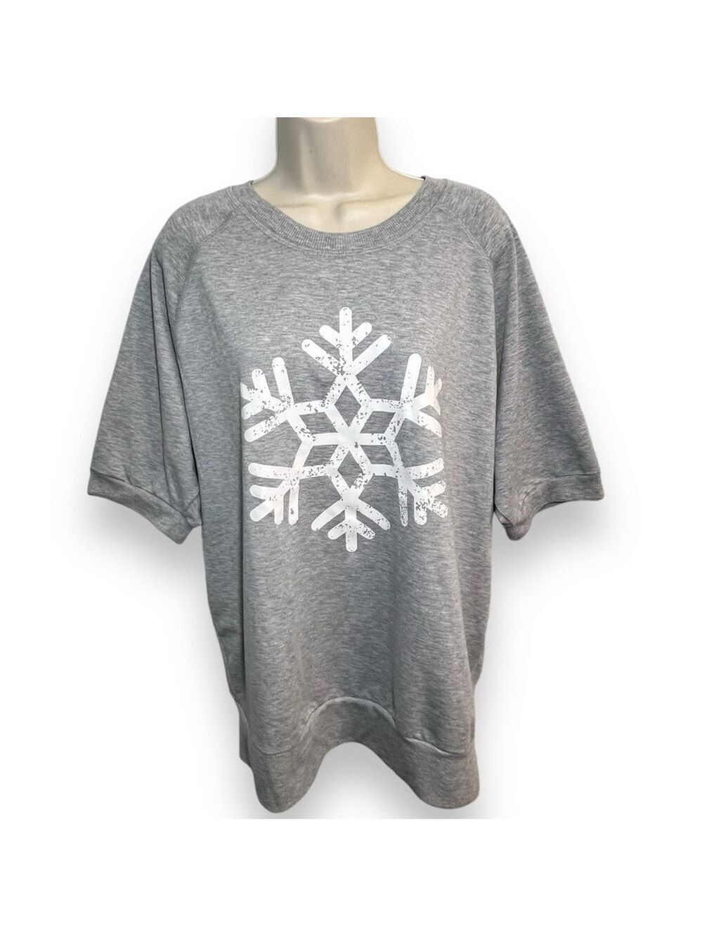 Lularoe Women’s Jane Short Sleeve Sweatshirt Snowflake Gray Sixe 2XL